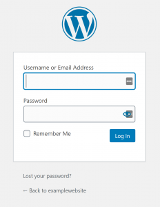 standard wordpress login screen